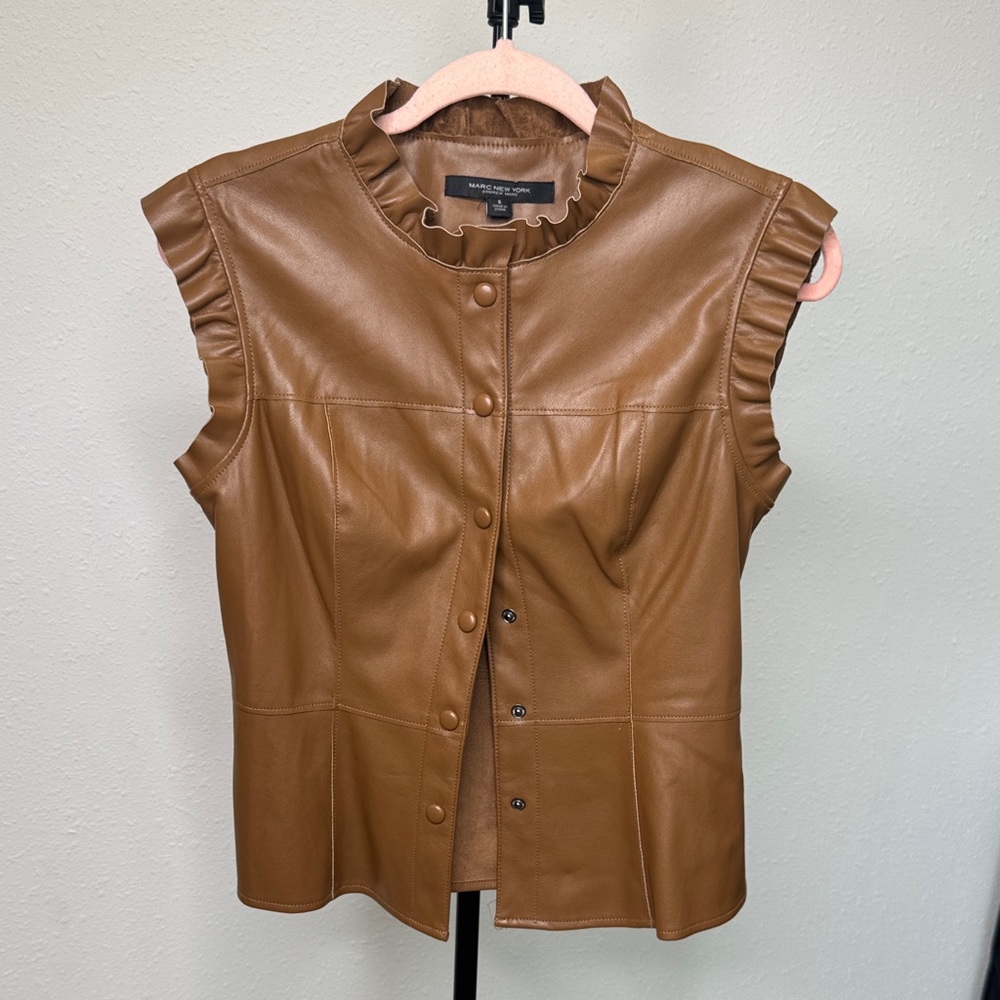 Marc New York Tan Leather Vest - Picture 4 of 15